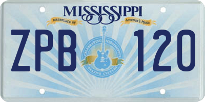 MS license plate ZPB120