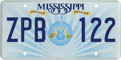 MS license plate ZPB122