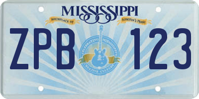 MS license plate ZPB123