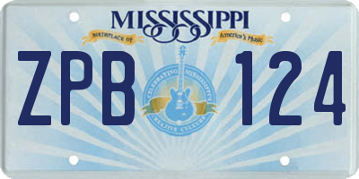 MS license plate ZPB124