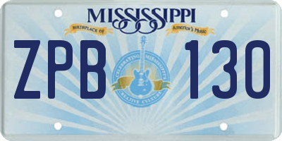 MS license plate ZPB130