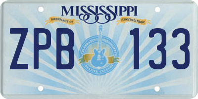 MS license plate ZPB133