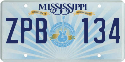 MS license plate ZPB134