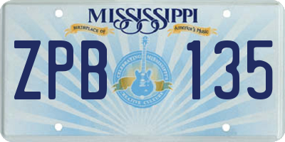 MS license plate ZPB135