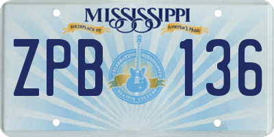 MS license plate ZPB136