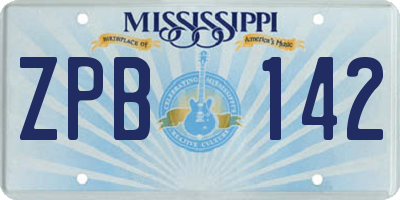 MS license plate ZPB142