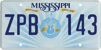 MS license plate ZPB143
