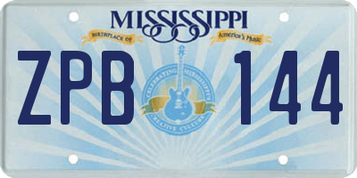 MS license plate ZPB144