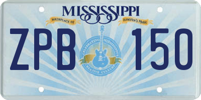 MS license plate ZPB150