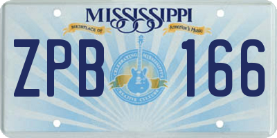 MS license plate ZPB166
