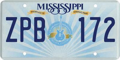 MS license plate ZPB172
