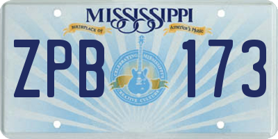 MS license plate ZPB173