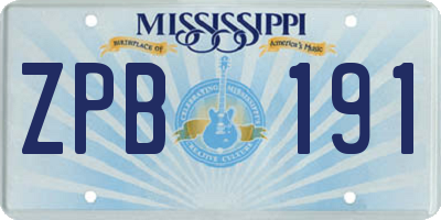 MS license plate ZPB191