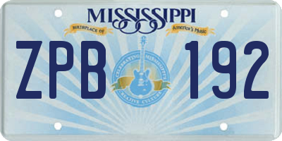 MS license plate ZPB192