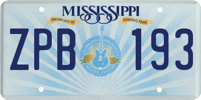 MS license plate ZPB193