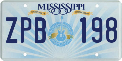 MS license plate ZPB198
