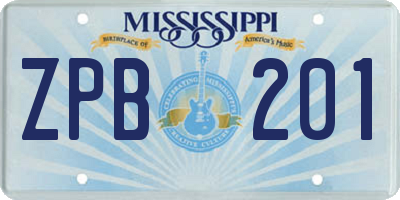 MS license plate ZPB201