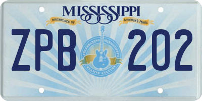 MS license plate ZPB202