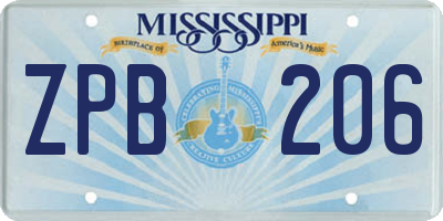 MS license plate ZPB206