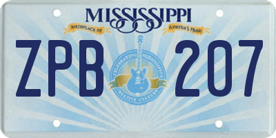 MS license plate ZPB207