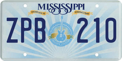 MS license plate ZPB210