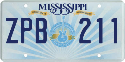 MS license plate ZPB211