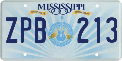 MS license plate ZPB213