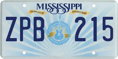 MS license plate ZPB215