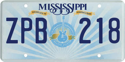MS license plate ZPB218