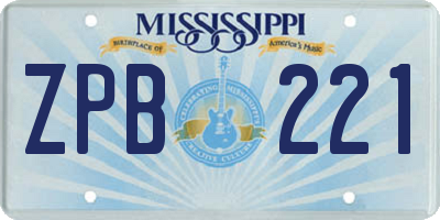 MS license plate ZPB221