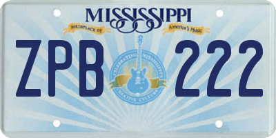 MS license plate ZPB222
