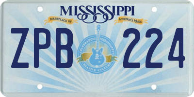 MS license plate ZPB224