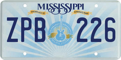 MS license plate ZPB226