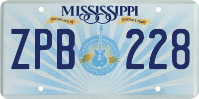 MS license plate ZPB228