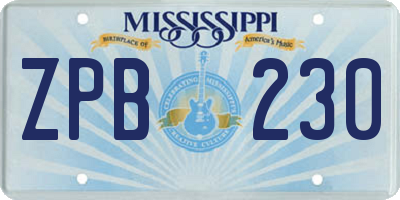 MS license plate ZPB230
