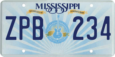 MS license plate ZPB234