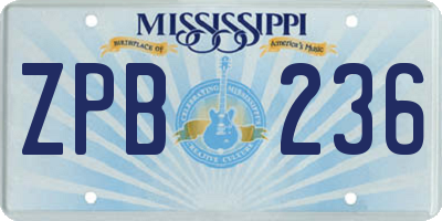 MS license plate ZPB236