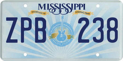 MS license plate ZPB238