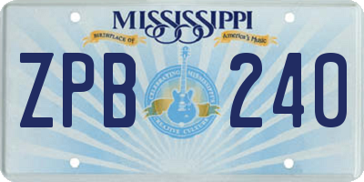 MS license plate ZPB240