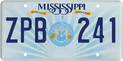 MS license plate ZPB241