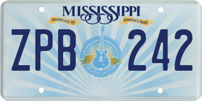 MS license plate ZPB242