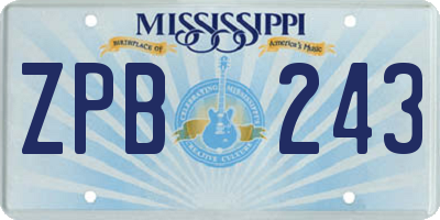 MS license plate ZPB243