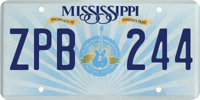 MS license plate ZPB244