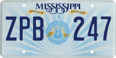 MS license plate ZPB247