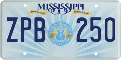 MS license plate ZPB250