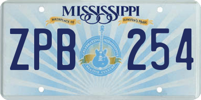 MS license plate ZPB254