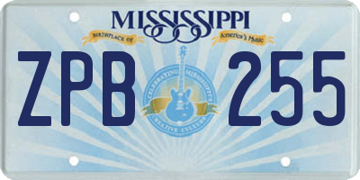 MS license plate ZPB255