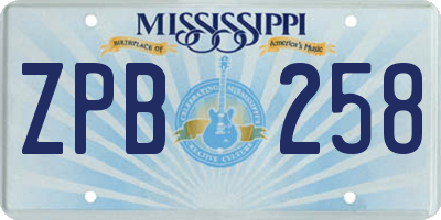 MS license plate ZPB258