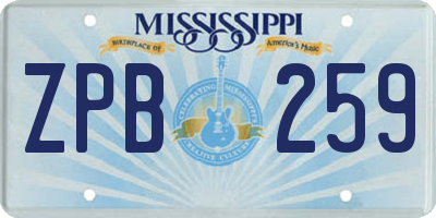 MS license plate ZPB259