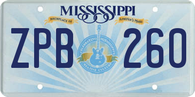 MS license plate ZPB260